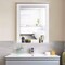 White MDF Wall Mounted Bathroom Mirror with Shelf and Grooved Frame